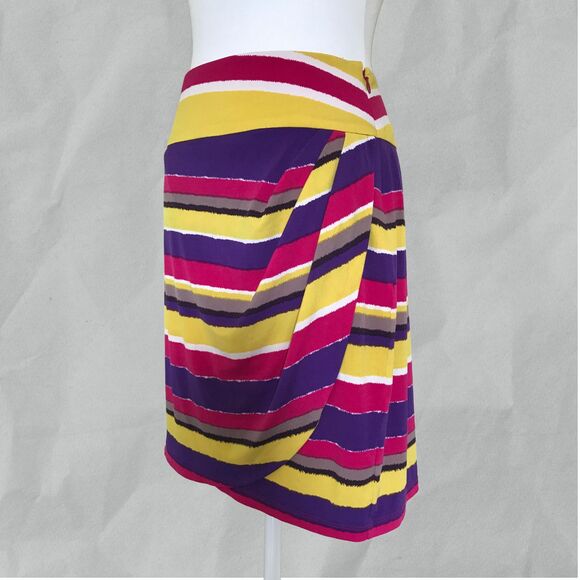 Kelly & Diane Women's Colorful Multi Striped Wrap Stretch Skirt Size 12 - Picture 1 of 7